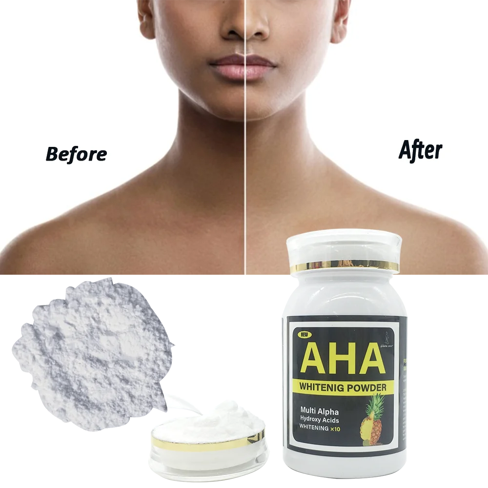 AHA Whitening Powder Multi  Hydroxy Acids  Skin Care with Kojic Extract for Skin Whitening Mix With Soap or Lotion