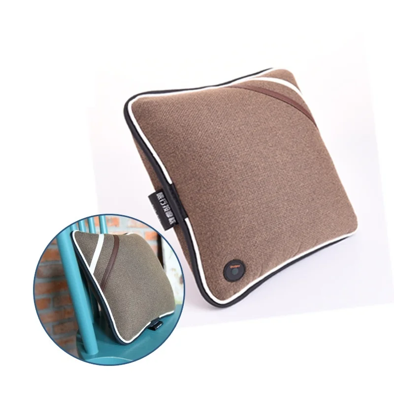 Hot Selling Vibration Massage Lumbar Cushion Wireless Electric Back Pillow with USB Cable Charging for Travelling