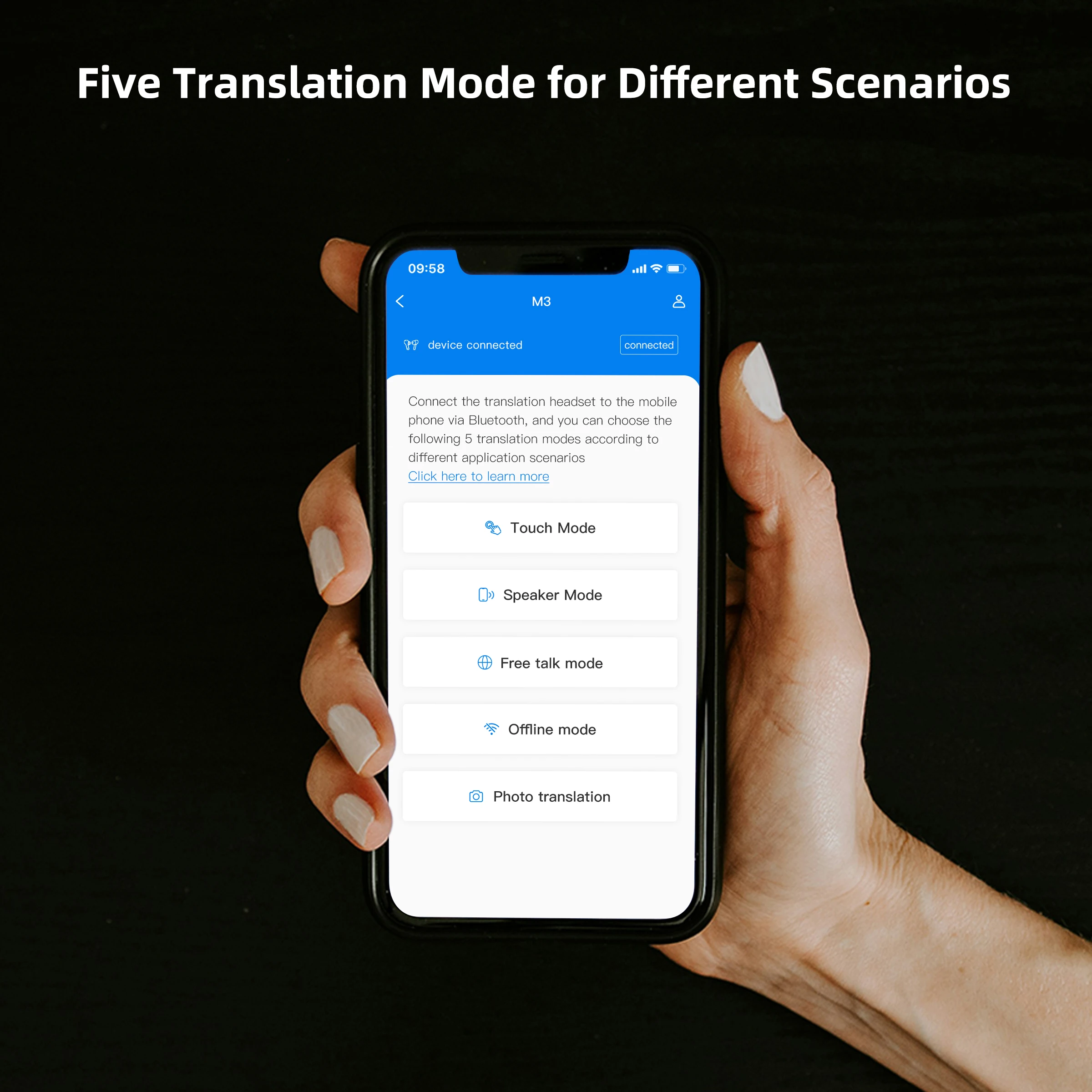 Wooask M3 Translator Earbuds Real Time Translator Headphones Instant Two Way Translation Earbuds in 144 Languages for Travel