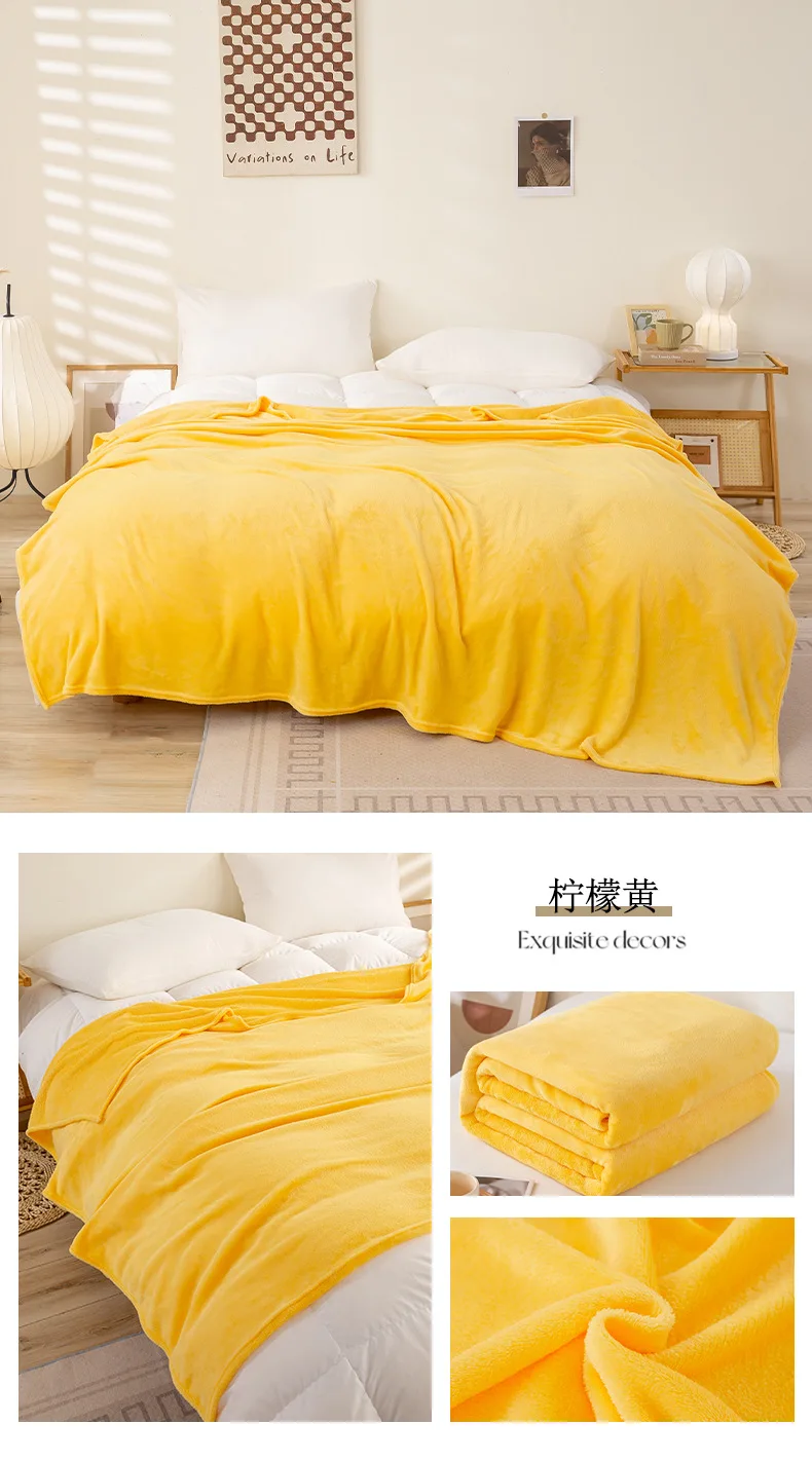 100% Polyester Flannel Fleece Throw Soft Plush Cozy Microfiber Bed Blanket Modern Solid Colors Designed Pattern Knitted Technics