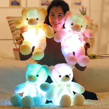 Hot Selling LED Glowing Teddy Bear Valentine's Gift Bear Colorful Light Luminous Function Teddy Bear Plush Toy