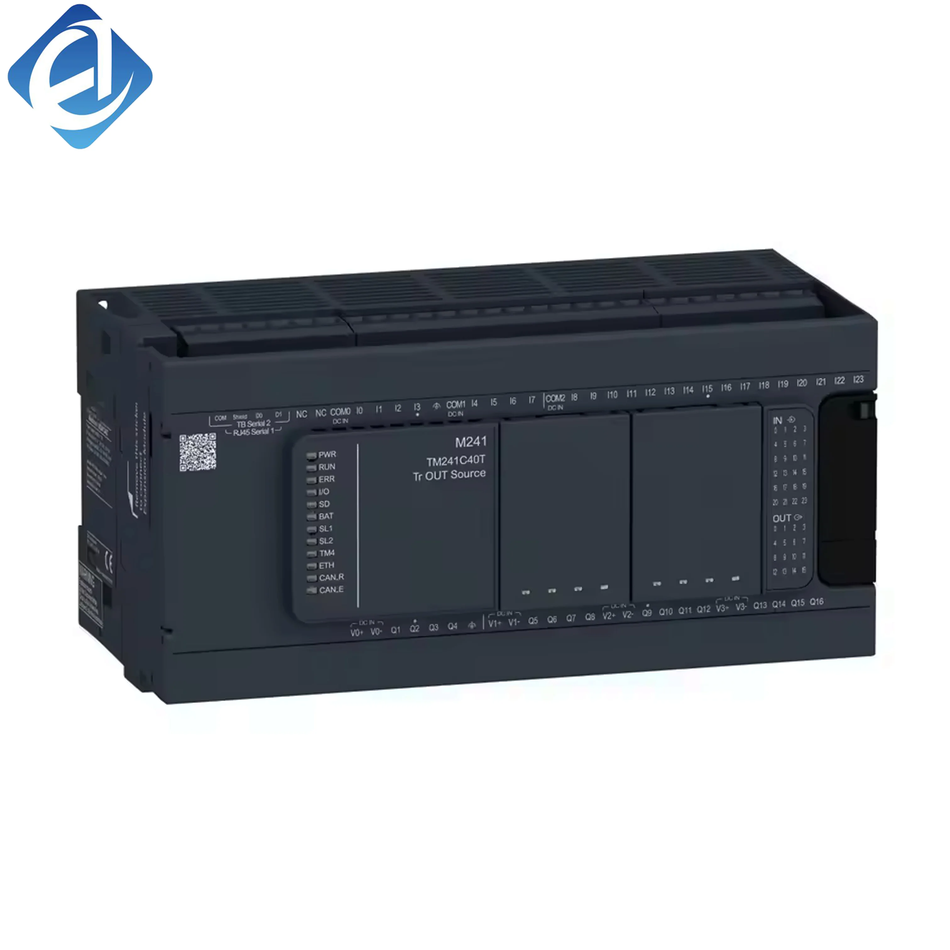 New Original TM241C40T Modicon M241 PLC. 40-point DC I/O, transistor output, high-speed pulse signal processing, RS485 & USB communication, stable logic operation, applied to small machinery, conveying lines