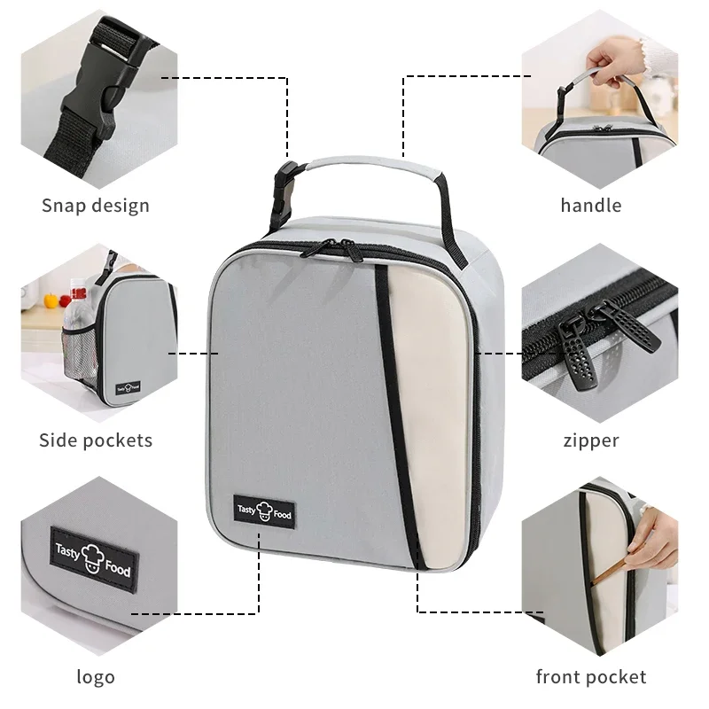 Factory Customized OEM Lunch Box Portable Reusable Cooler Bag Insulated Lunch Box for Kids Outdoor Picnic Work School