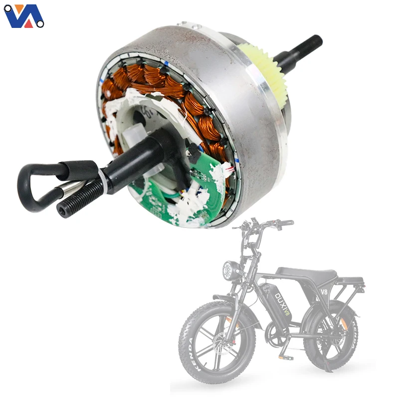 موتور هاب خام اصلی ۵۰۰ واتی برای دوچرخه‌ی الکتریکی OUXI V8 / V20 – فقط موتور داخلی بدون پیچ‌بندی – خروجی کابل از سمت چپ با پلاگین قرمز GT – جایگزین هسته‌ی توان‌بخش با گشتاور بالا OXV8-40C