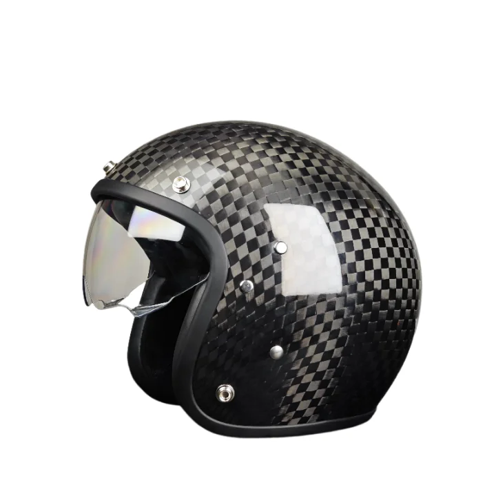 Latest Open Face Carbon Helmet Vintage 3/4 Half Face Retro Carbon Fiber Motorcycle Helmet Latest Open Face Carbon Helmet Vintage 3/4 Half Face Retro Carbon Fiber Motorcycle Helmet