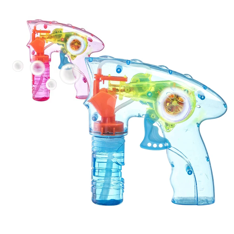 Light up Transparent Bubble Blower Gun LED Bubble Gun for Kids