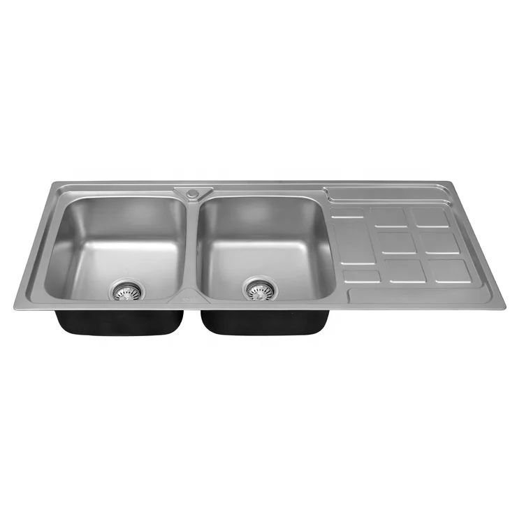 Large Size 1.2M Fregaderos De Cocina Big Outdoor Washing Machine Stainless Steel Double Bowl Kitchen Sinks with Drain Board