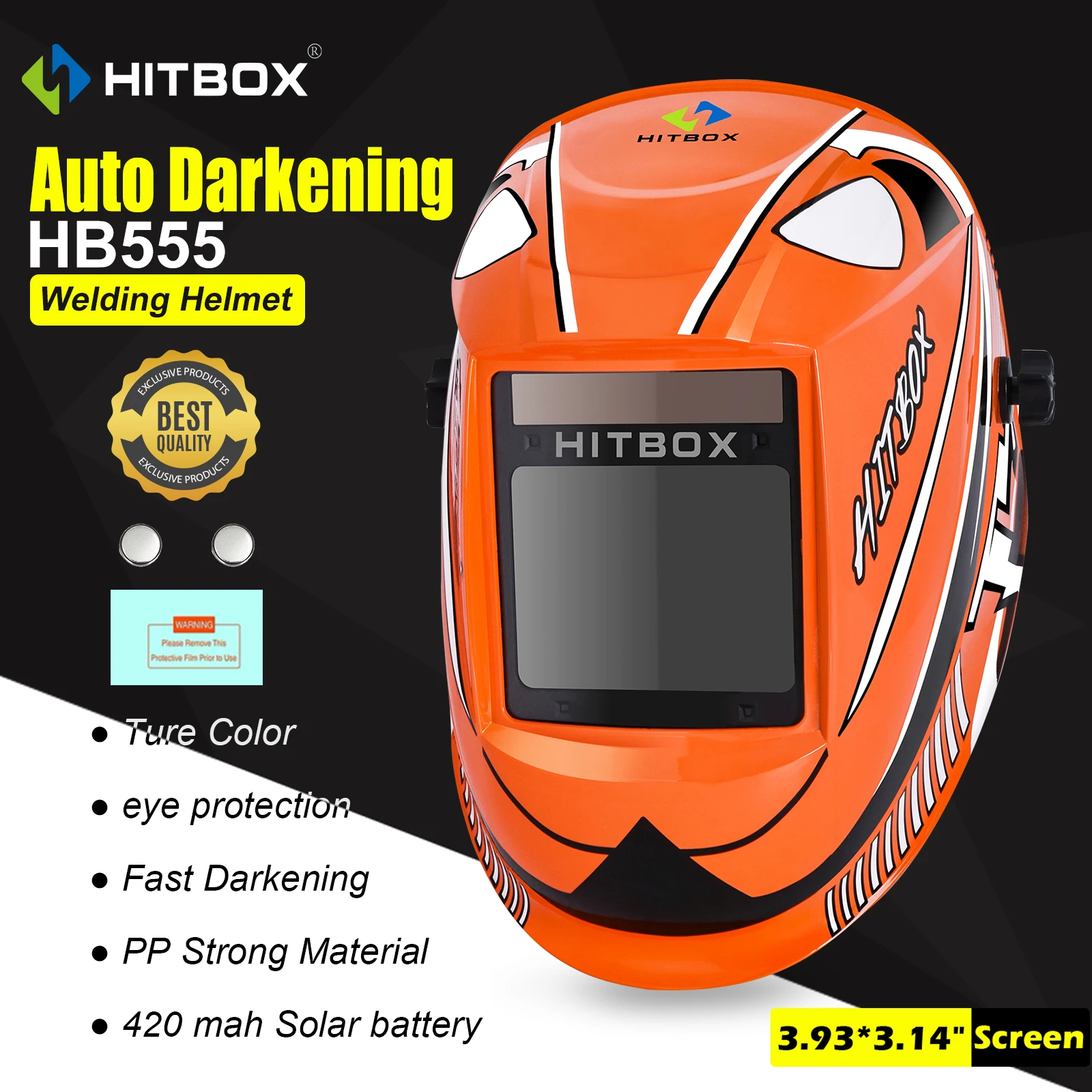 HITBOX Welding Helmet With Grind Mode Auto Darkening