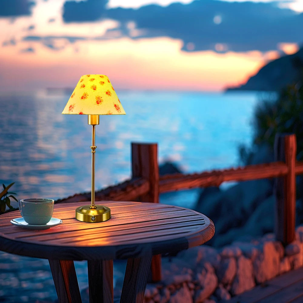 High Quality Classical Table Light for Weddings Fabric Cordless Lamps Replaceable Lamp Shade Hotel Restaurant Table Lamps