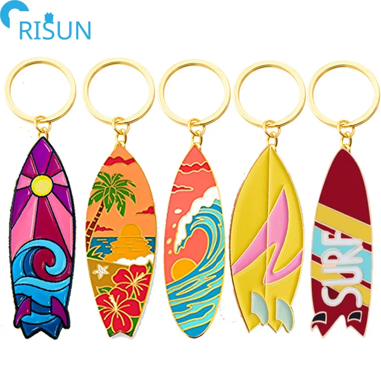 Manufacturer Surf Series Surfboard Enamel Keychain Custom logo