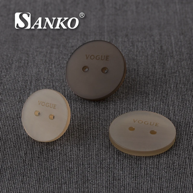 SANKO High Quality Resin Buttons Custom Patterns Custom Size Round 2 Holes Buttons Exquisite Polished Resin Buttons