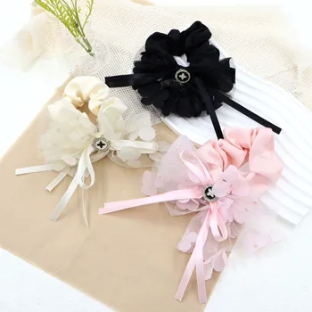 Elegant Bow Scrunchies Rhinestone Petaline Lace Tassel Bowknot Fabric Ribbon Hair Elastic Satin Silk Hair Tie Hair Accessories