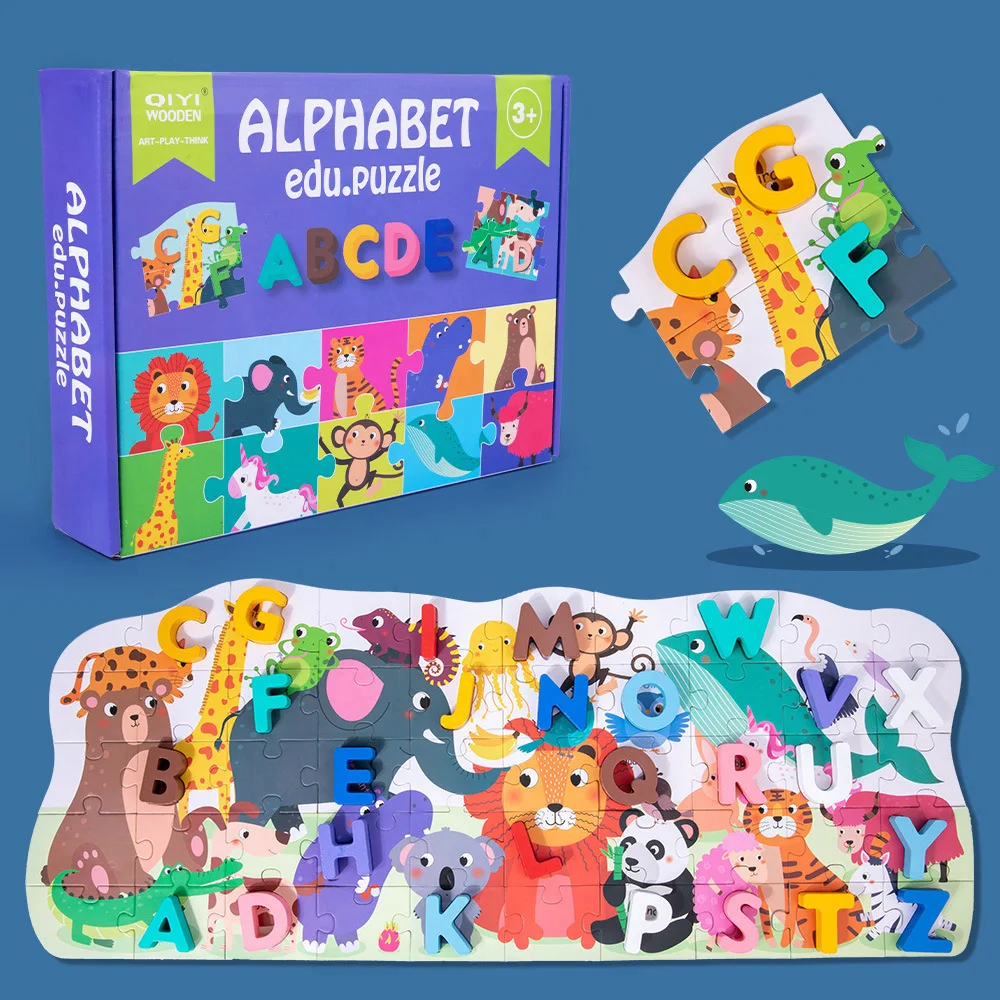 Montessori Children Wooden Animal Number Jigsaw Puzzle Game Educational ...
