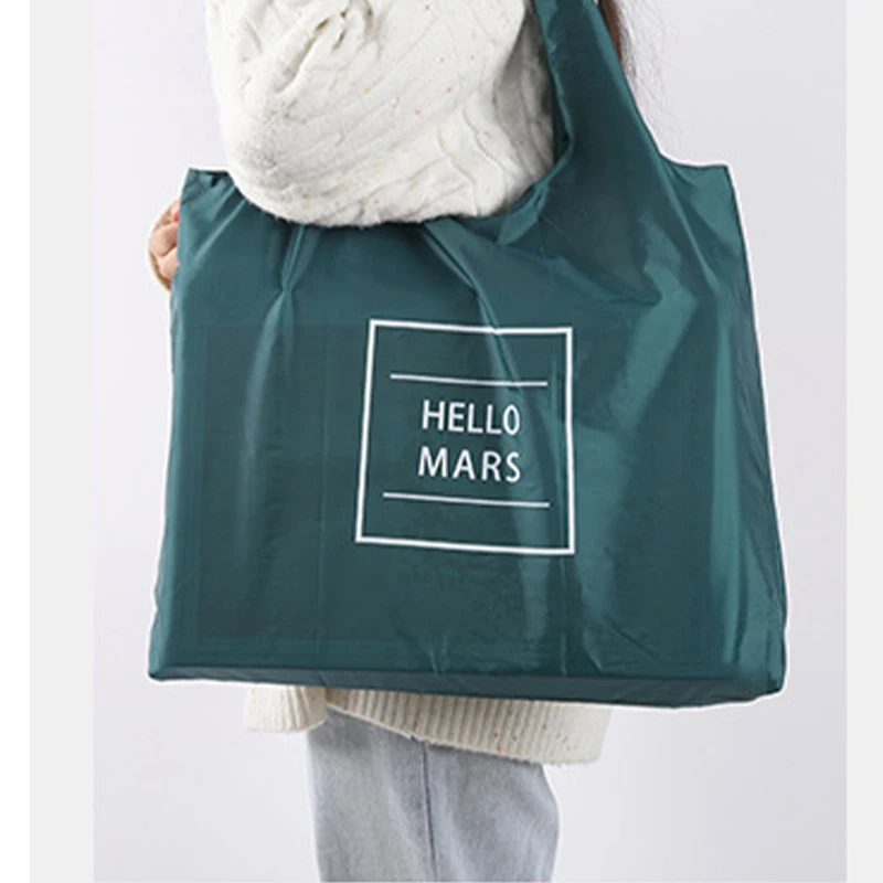 Portable Waterproof Custom Printing Eco Friendly Folding Reusable Foldable Shopping Bag Polyester Tote Bags for Grocery