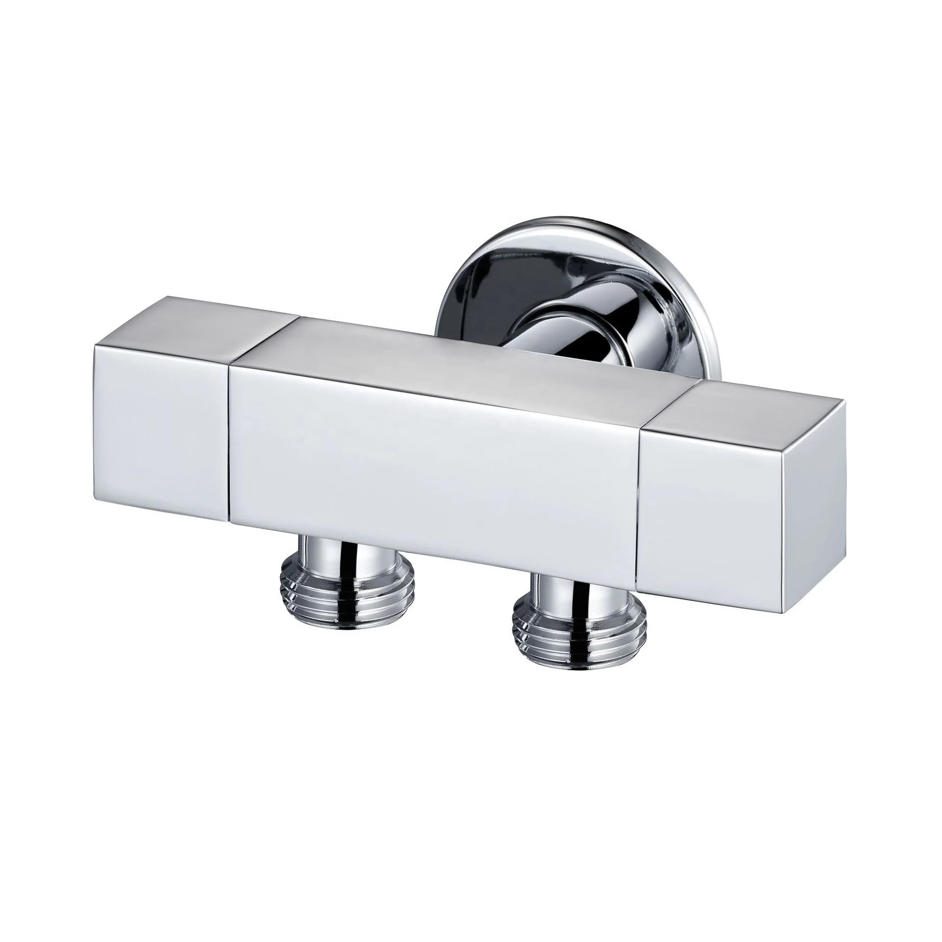 Heavy Duty Solid Brass 2-Way AV Chrome Finished Double Outlet G1/2 Shut Off Water Control Valve for Toilet Bathroom