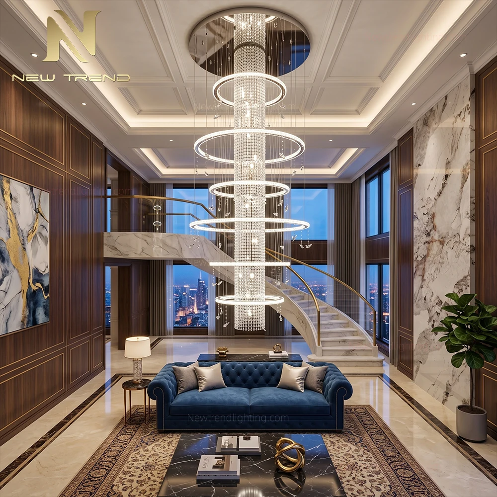 CPL-510 Custom Free-Form Crystal Chandelier: Luxury Architectural LED Lighting Manufacturer for Villas & Foyers