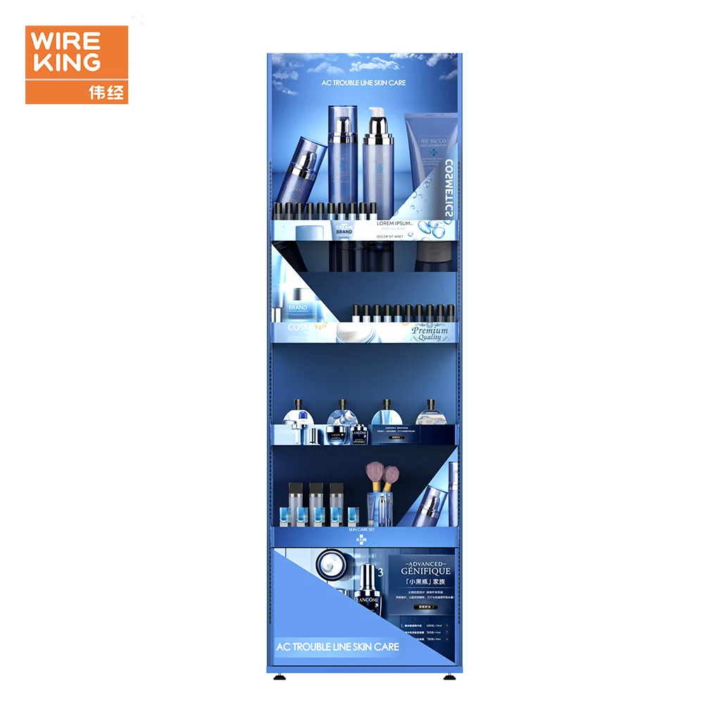 Customized Metal Makeup Display Rack Liquid Foundation Lipstick Beauty Care Product Display Stand Cosmetic Rack