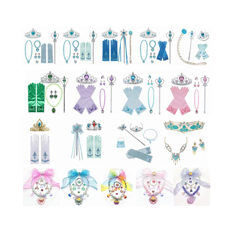 open lace back dress iRerts 12 Pcs Princess Dress Up Set, Pretend Play Shoes set with Crown
