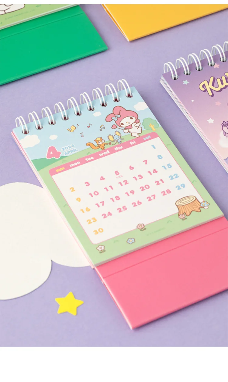 Yubon 2024 Kawaii Kuromi Cinnamoroll Melody Cartoon Calendar Desktop ...