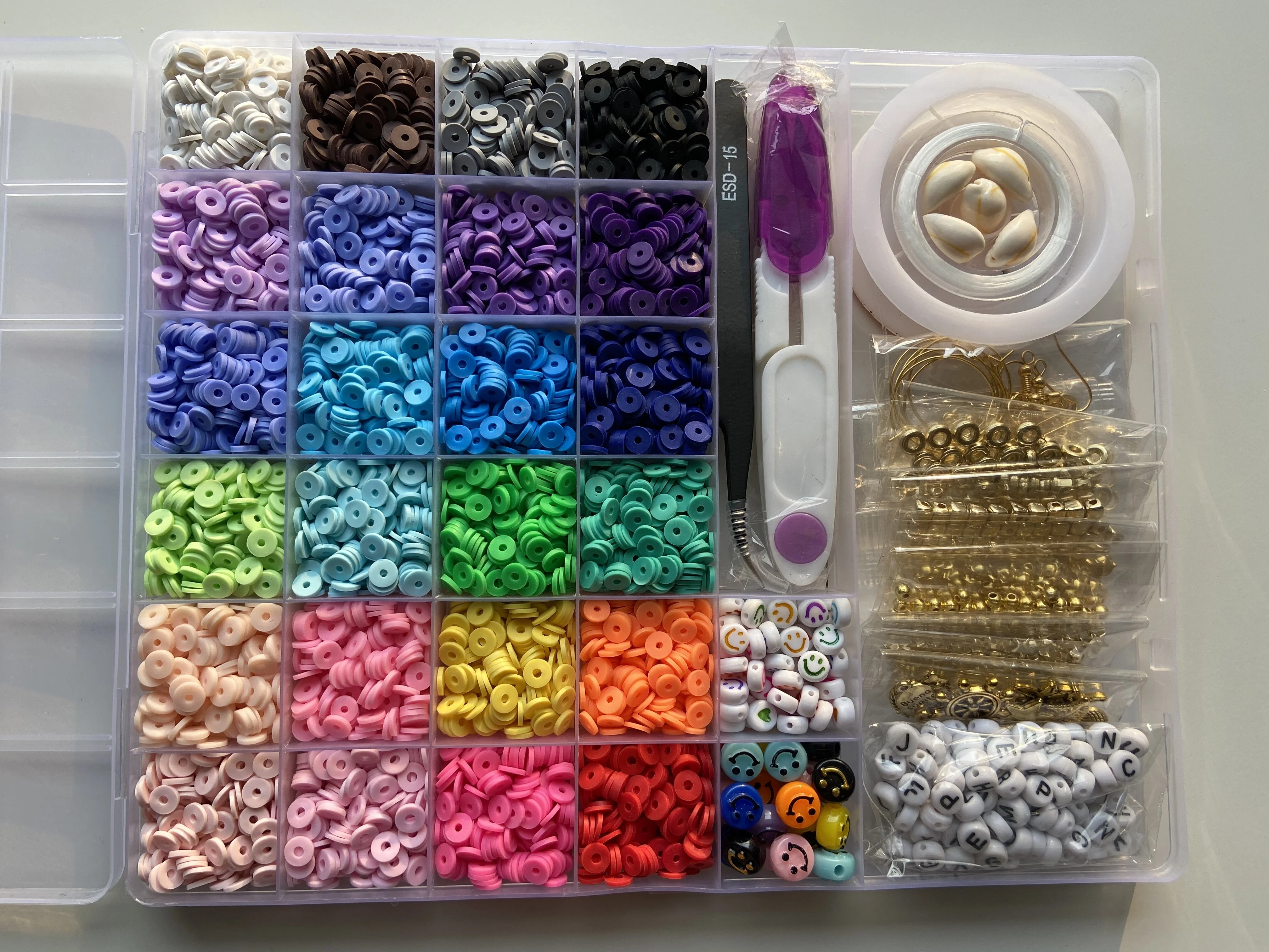 6000 Pcs Clay Beads Jewelry Making Kit For Bracelets - Includes 6mm Beads, Charms & Elastic Strings - View #5