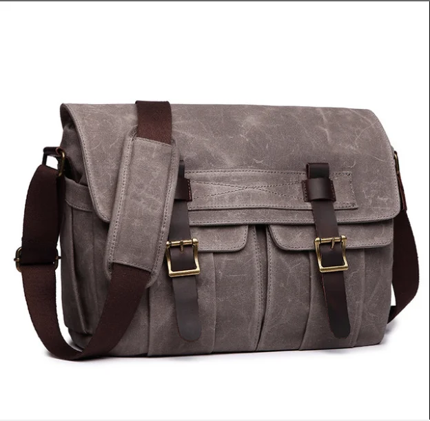 Vintage Leather Multifunction Shoulder Bag Briefcase Satchel Leather Laptop Messenger Bag for Men and Women