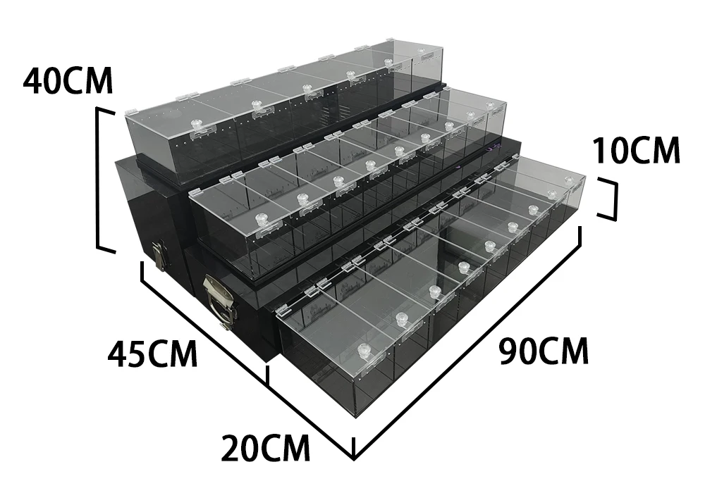 Custom 3 Shelves Table Top Acrylic Snake Gecko Reptile Display Cases ...