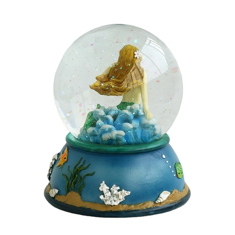 Factory Custom Made Water Globes with Mermaid Aquarium Souvenir Resin Mermaid Snow Globe