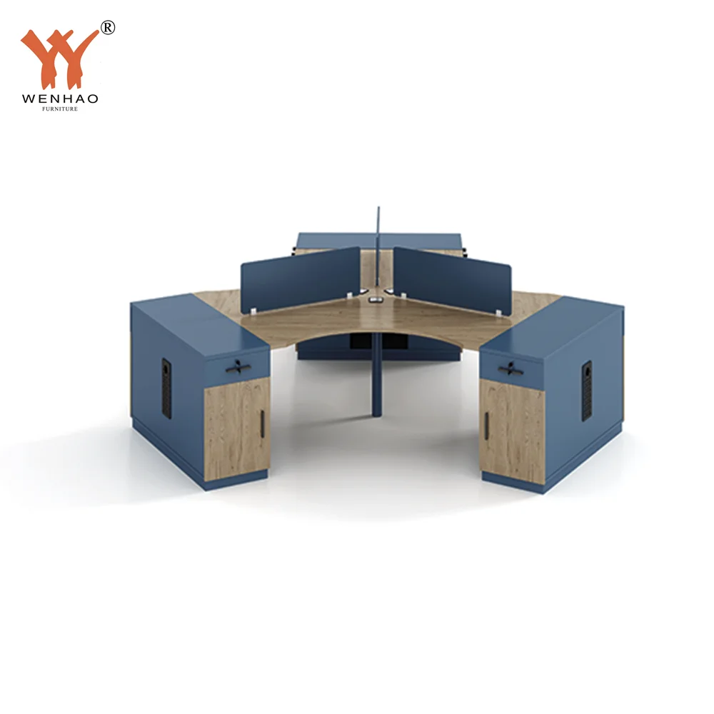Modern Office Table Design Computer Staff Desk Table 3 Person Cubicle Triangle Office Cubical Workstation