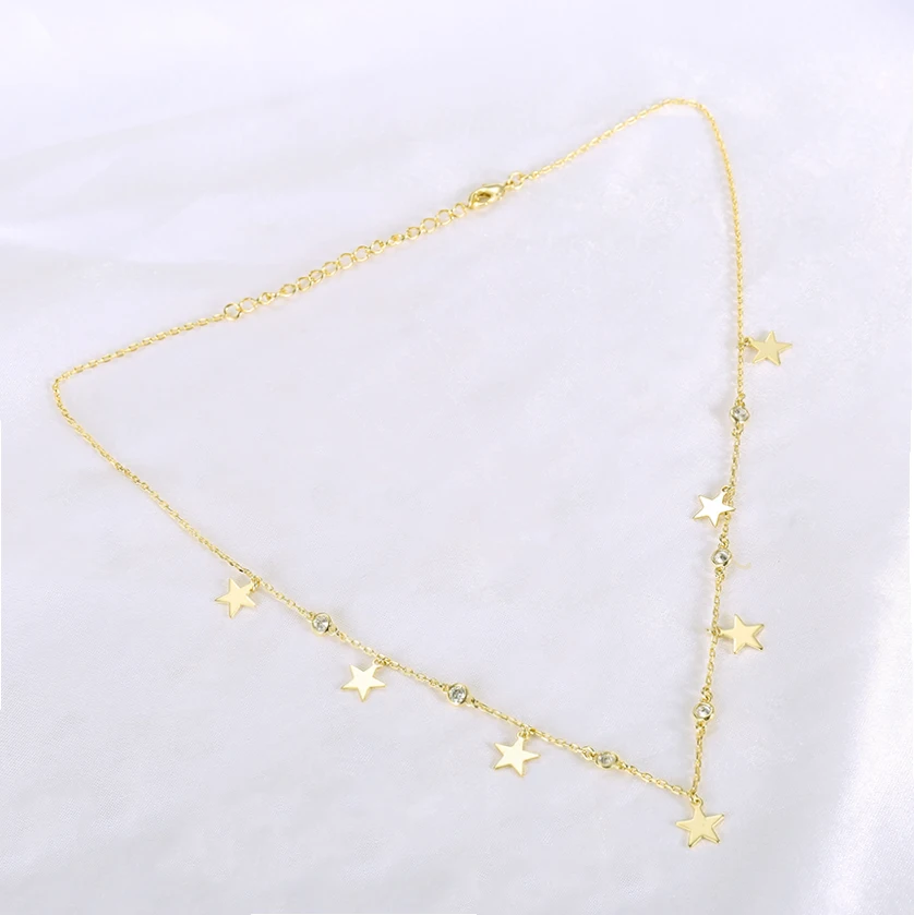 14K Gold Star Necklaces Chain Jewelry Accessories for Women Girls 925 Sterling Silver 14K Solid Gold Tiny Stars Pendant Necklace
