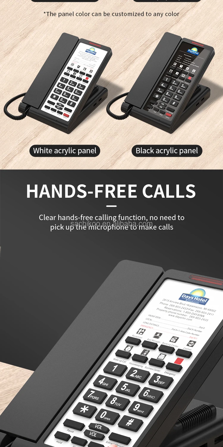 Sachikoo Customizable Logo Reception Corded Telephones Modern Hotel ...