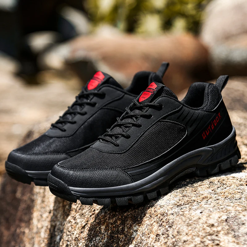 Multifunctional Hiking Shoes for Men Breathable Light Weight Climbing Shoes Slip-on Low Top Outdoor Walking Trekking Jogger Shoe