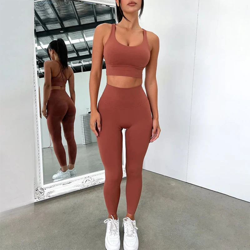 Custom Yoga Sets Fitness Women 2026 Sportswear Clothing Gym Wear Woman 2 Piece Yoga Top and High Waist Leggings Sets