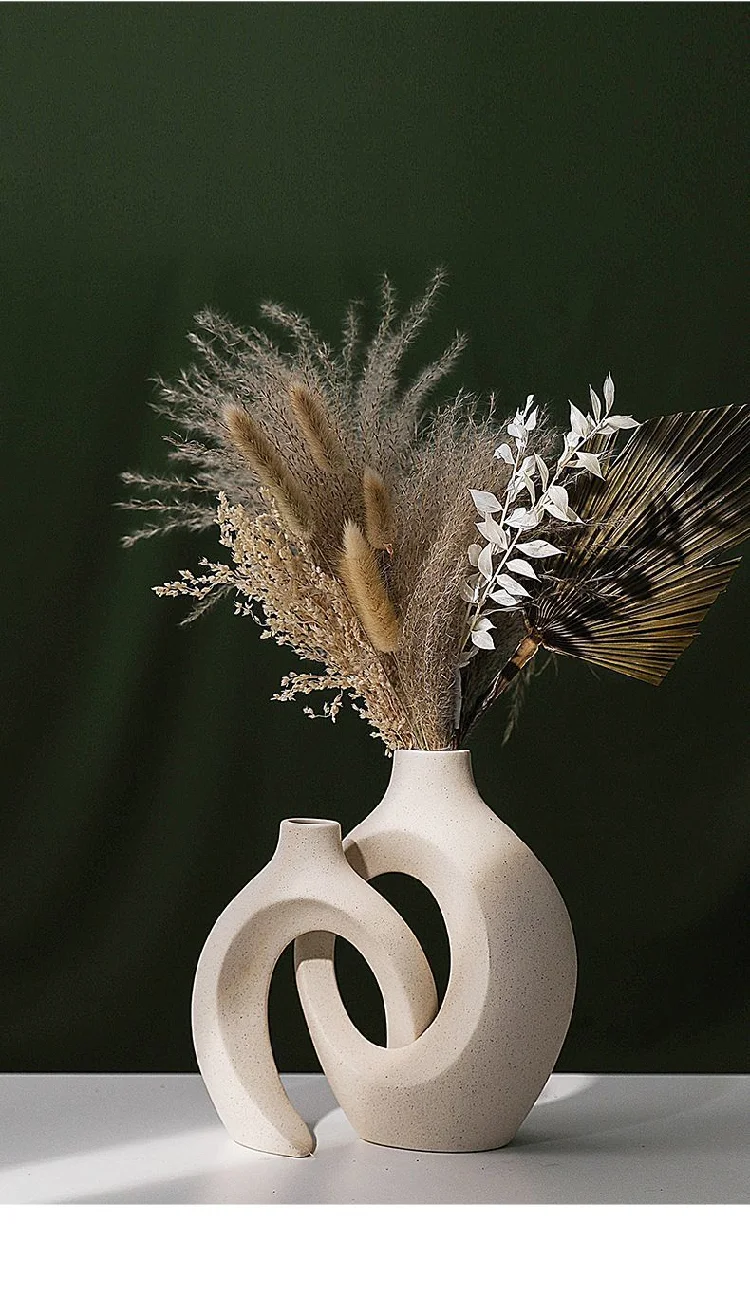 No Flowers Modern Scandinavian Style Ceramic Vase Creative Decorative ...