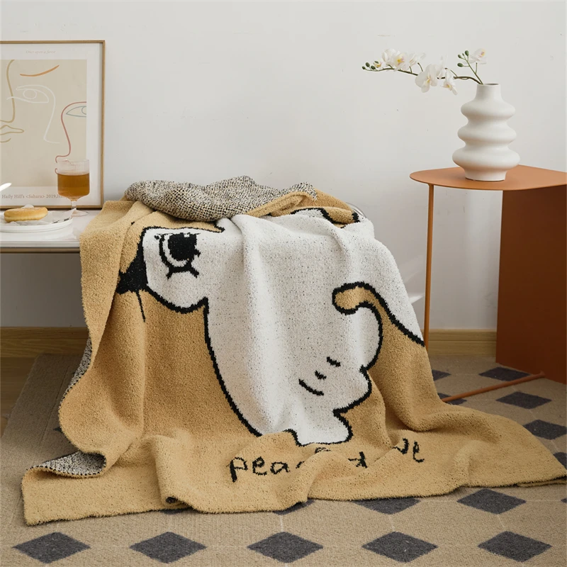 100% microfiber super fluffy cute knitted blanket for sofa decoration supplier