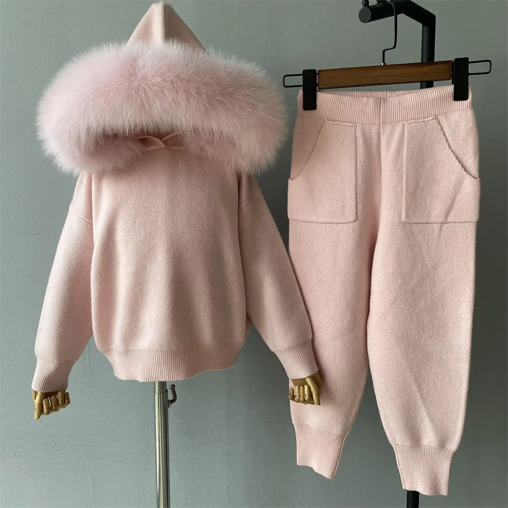 Winter Clothing Loose Baby Child Sweater Pants 2 Pieces Luxury