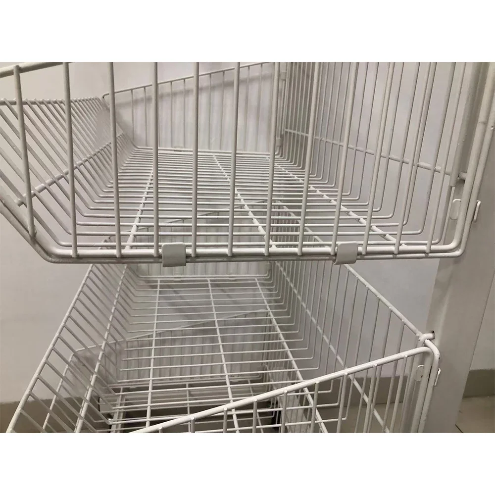 Fruit Vegetable Storage Basket, 5 Tier Stackable Wire Storage Baskets with Wheels Produce Organizer Kitchen Rack Storage Cart