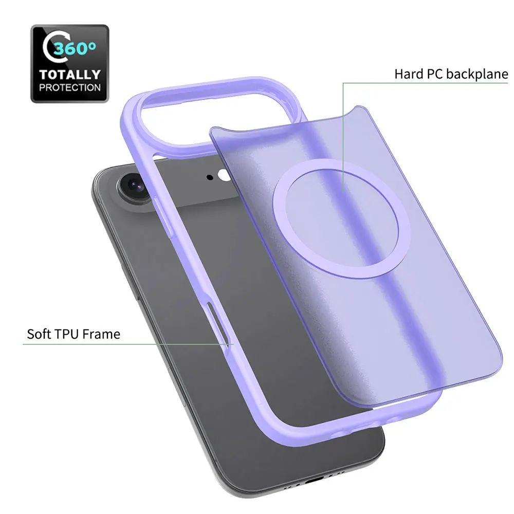 product laudtec customize magnetic anti yellow 2 in 1 protective cover skin friendly texture phone case for iphone 17 air 16 15 pro-7