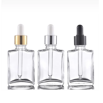 wholesale 15ml 30ml 50ml  100ml clear black frosted essential oil serum glass dropper bottle