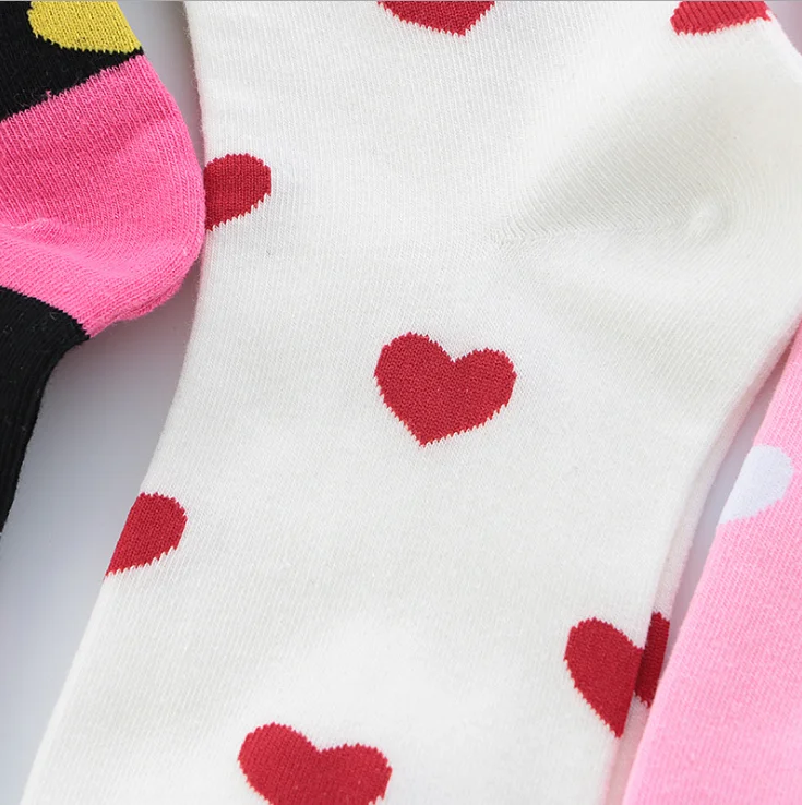 HF women color heart shape long tube versatile college style stockings socks