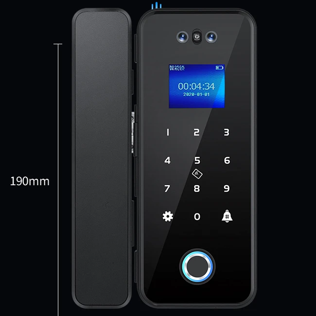 Easy Installation Unlock by Fingerprint Face Recognition Password Remote Phone Glass Deadbolt Door Tuya Smart Lock