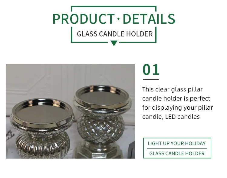 Hot Sale Glass Stable Pillar Taper Candles Holders Stand for Wedding Dinning Party details