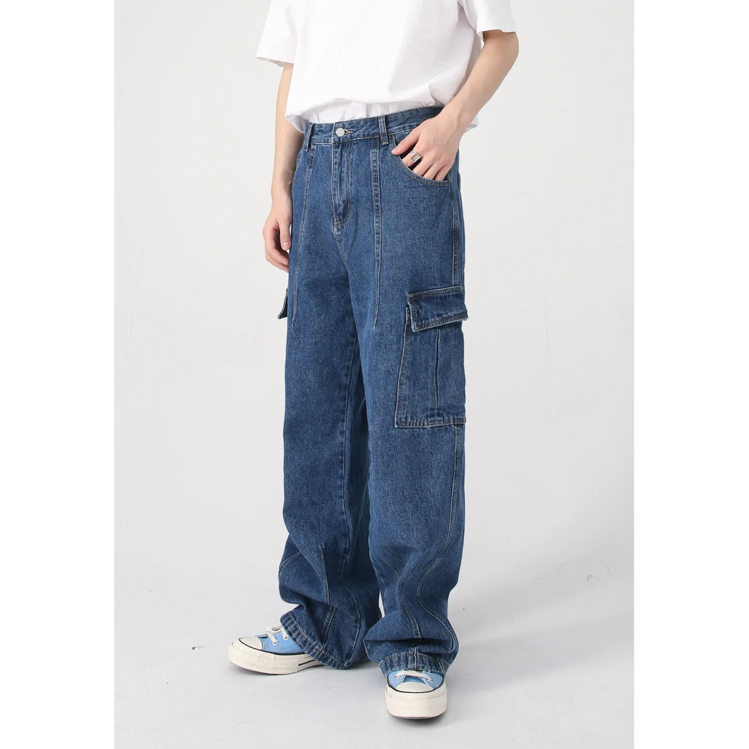 Casual Straight Washed Pockets Custom Denim Pants Fabric Male Denim Jeans Man Men's Jeans Men