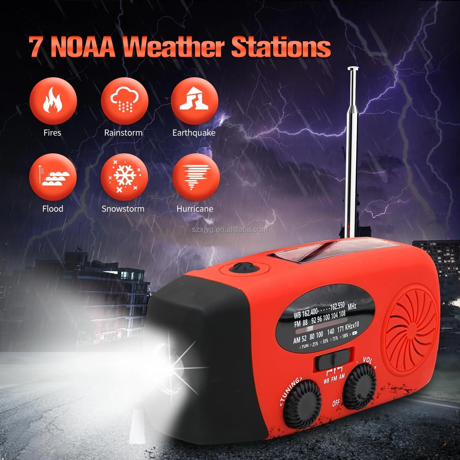 Emergency Weather Radio 5000mAh Portable Solar Hand Crank Emergency - View #12