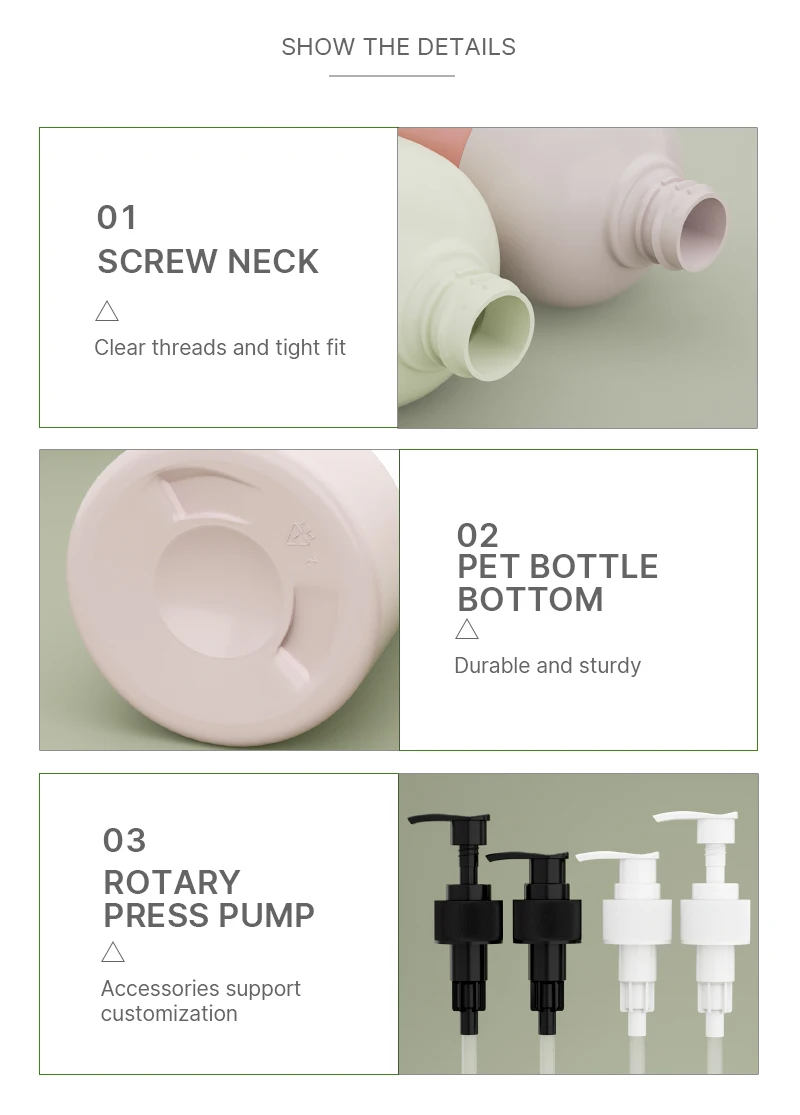 1000ML Luxury Eco-Friendly Plastic Pump Bottle for Shampoo Conditioner with Lotion Pump