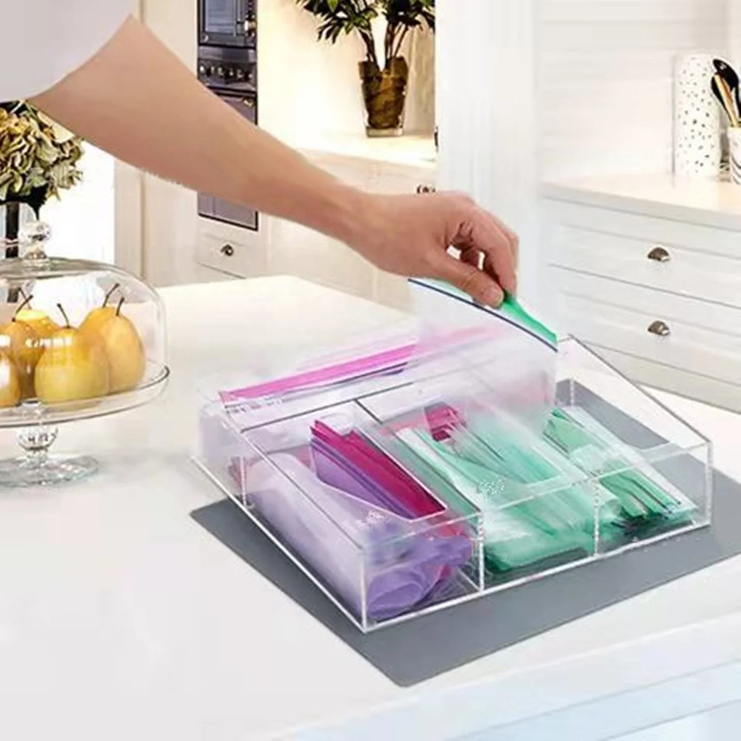 Clear Ziplock Bag Organizer - Acrylic Drawer Storage Box