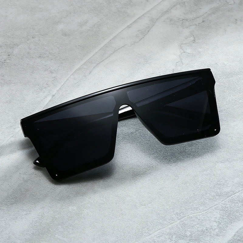 Junsika Oversized Square Rimless Sunglasses For Men - Retro Fashion Shades, Black - View #8