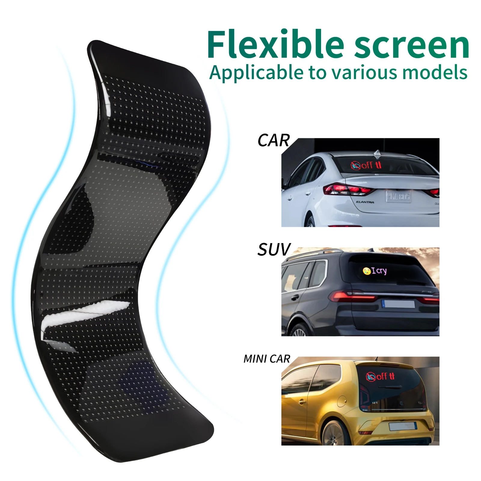 Truck Windshield Flexible LED Display Screen Blinking Eyes  Animated Screen APP Programmable Soft LED Displays for Truck