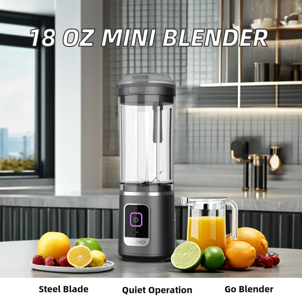 Portable Cordless USB Power Source Personal Blender 18 oz Container Slow Juicer Milkshakes Smoothies Household Car Use English