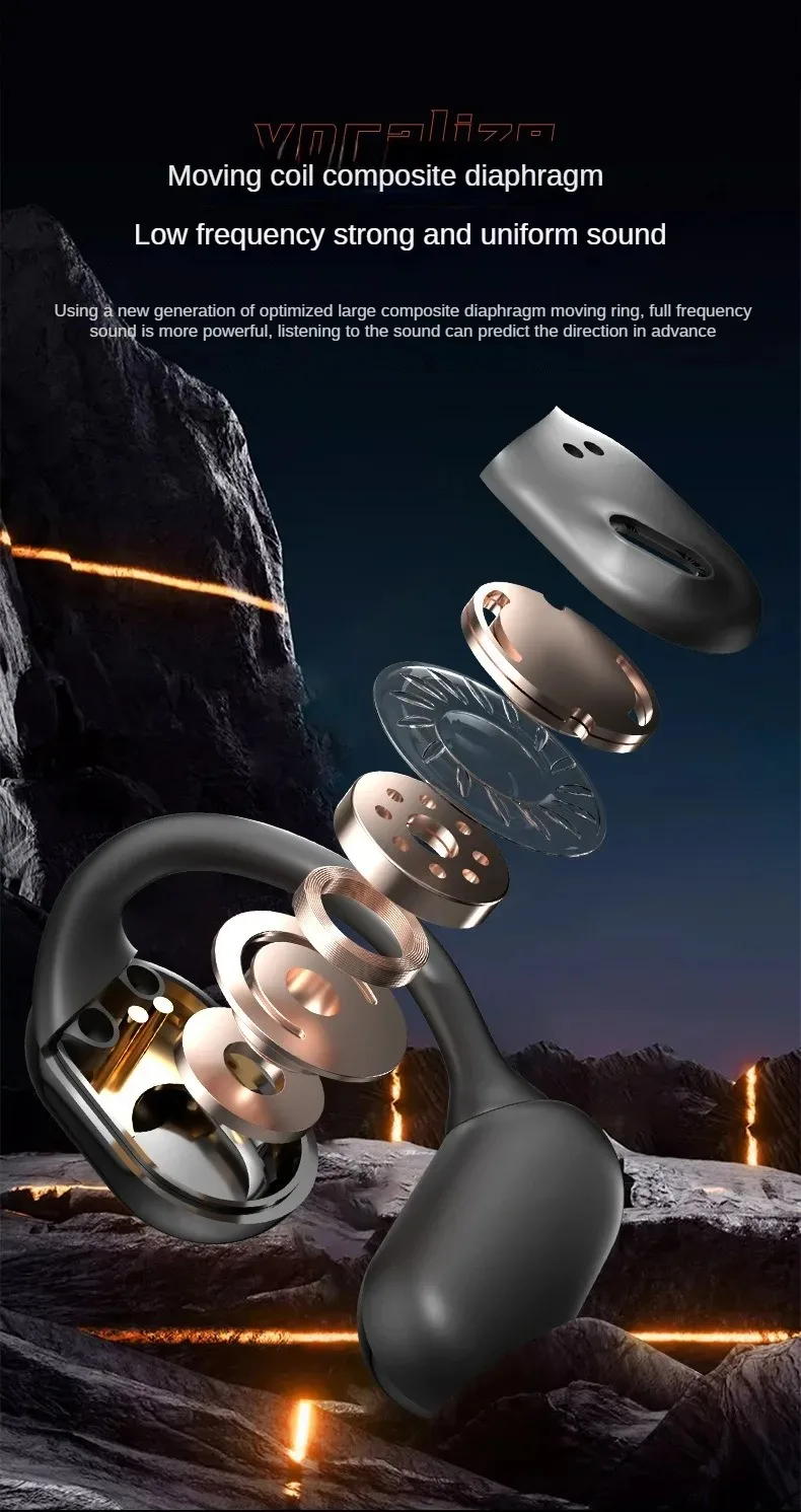 Low Frequency Dual Microphones Long Battery Life Shock Sound OWS Earhook Headphones Wireless Sports Headsets