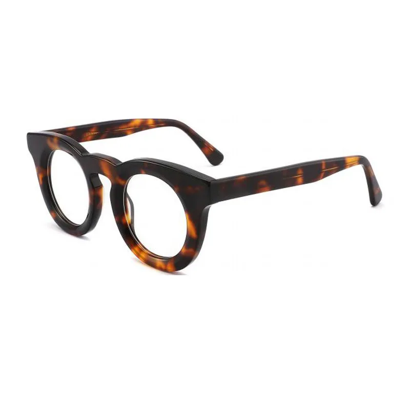 G2402 Artistic Thick Frame Stereoscopic Bevel Glasses Frame Round Frame Personalized Contrast